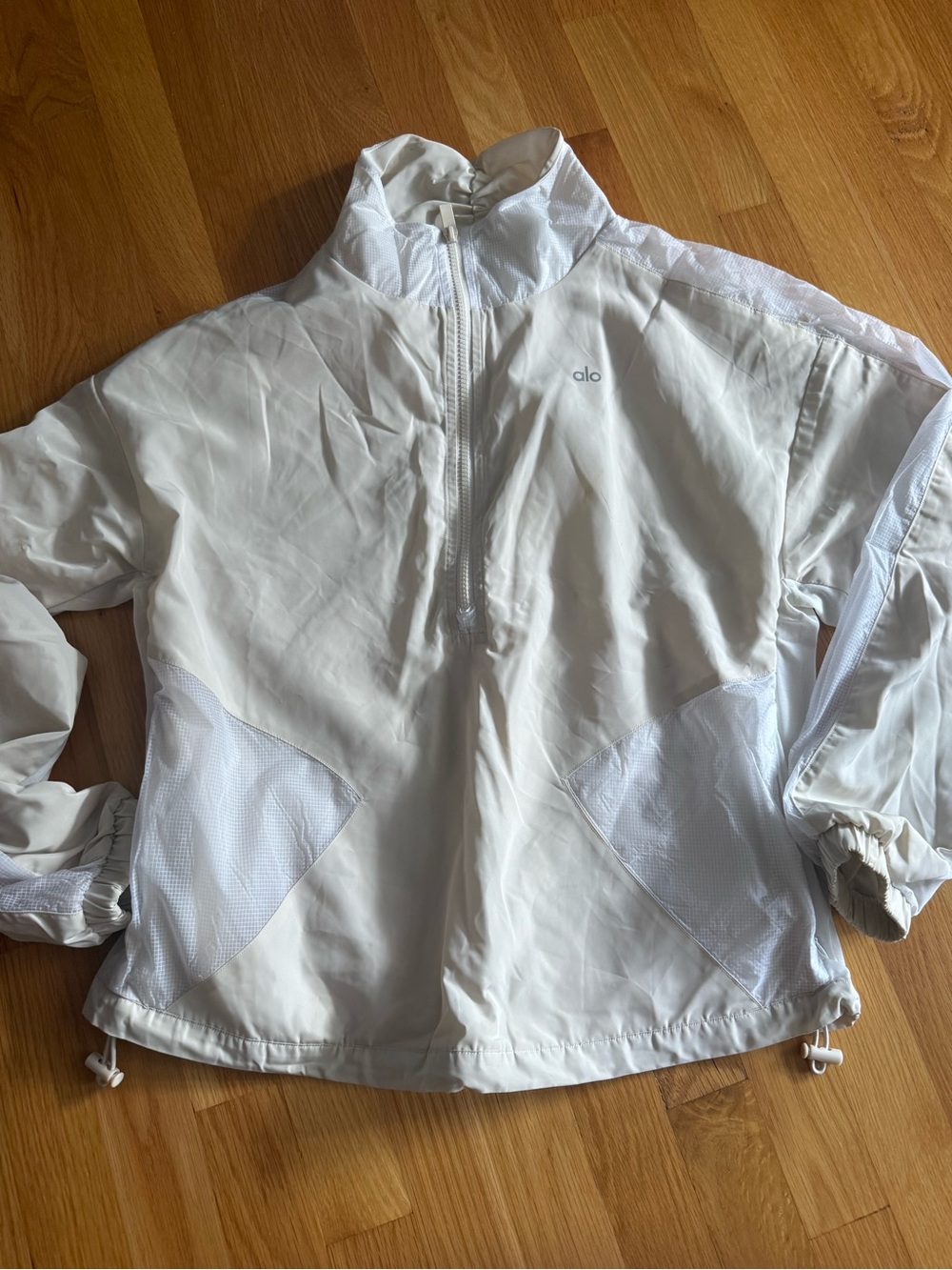 ALO Yoga White Half-Zip Bomber Jacket